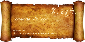Komenda Áron névjegykártya